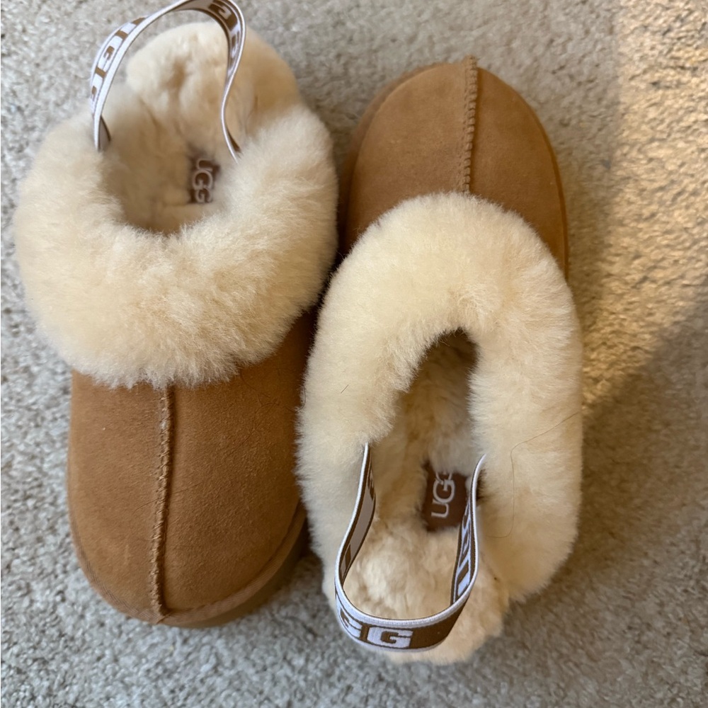 UGG Tan and Cream Shearling Mules 8